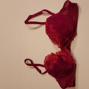 Gilligan & O'Malley Lace Bra - Deep Pink  Accented With Orange Size 36A